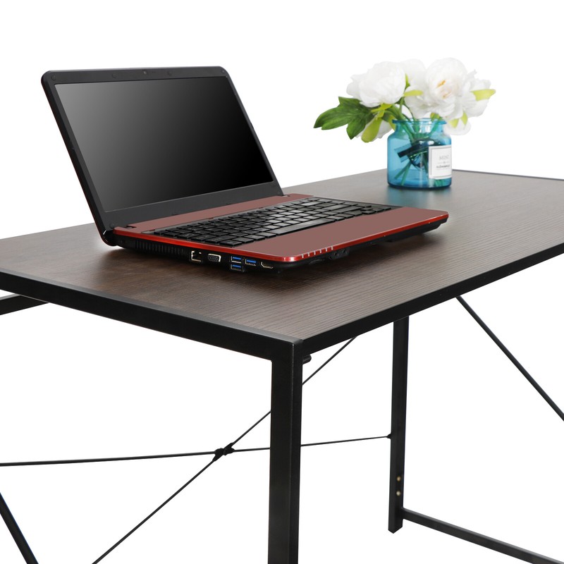Folding Computer Writing Desk Study Table w/ Smooth Tabletop and Metal Frame