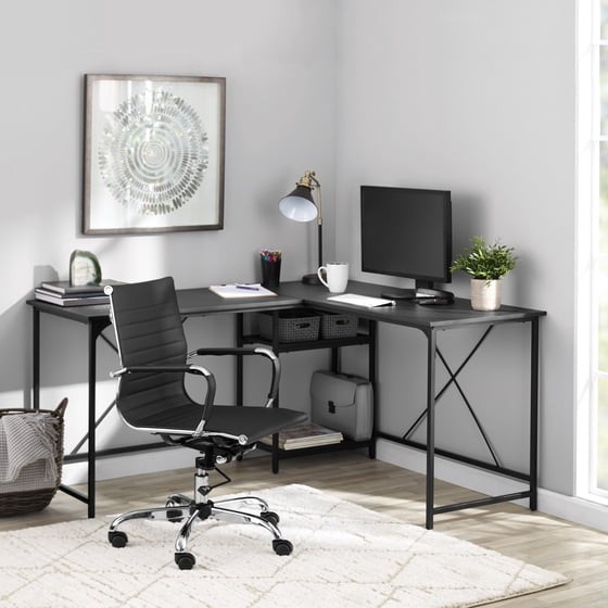 Mainstays Convertible Desk w/Storage Shelf Charcoal 2-Way Home OfficeStudy Table