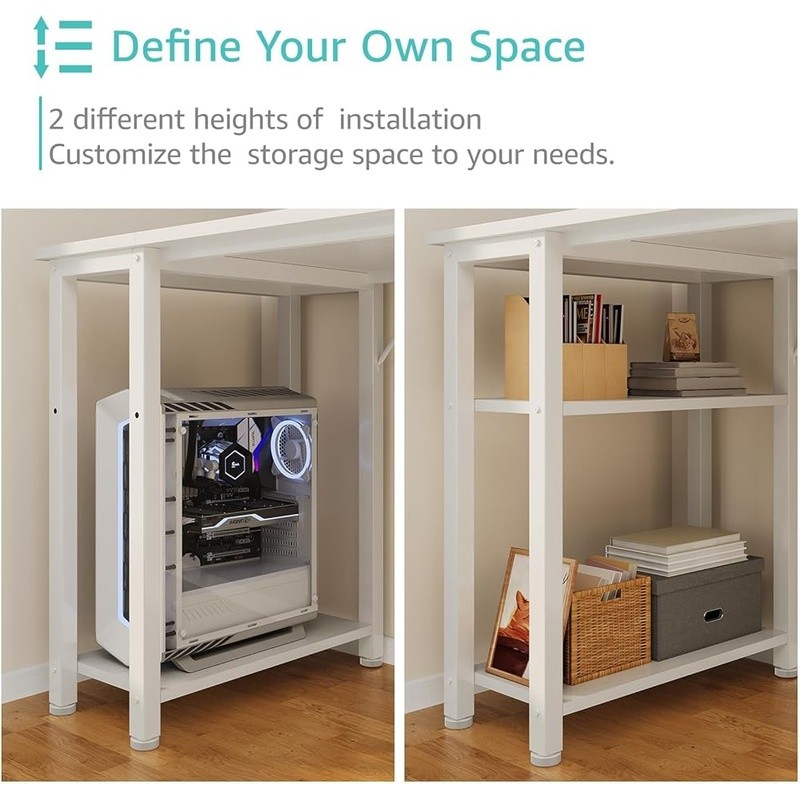 Space Saving Computer Desk W/ Ample Storage Shelves Home Office/Students New gallery