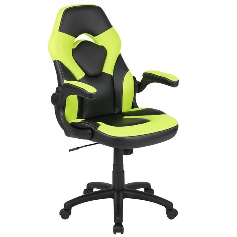 Flash Furniture 2 Piece Gaming Desk Set with Monitor Stand in Black and Green gallery