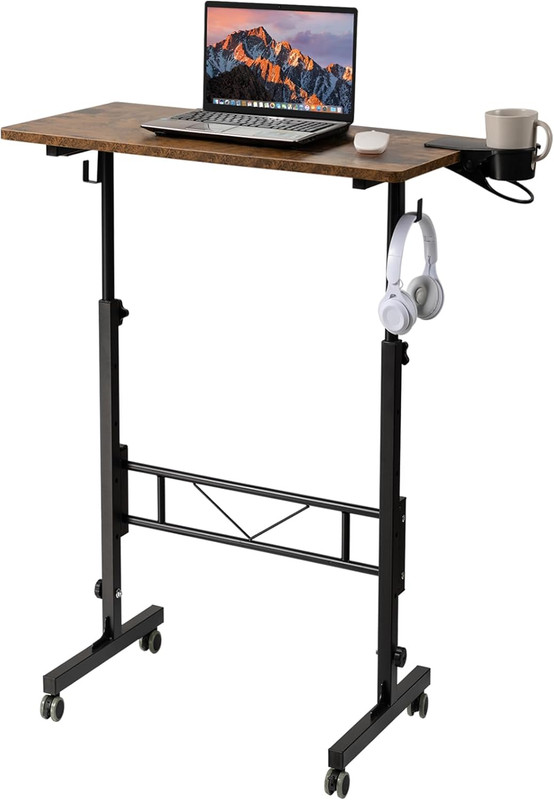 Rustic Brown Adjustable Height Standing Desk for Ergonomic Comfort