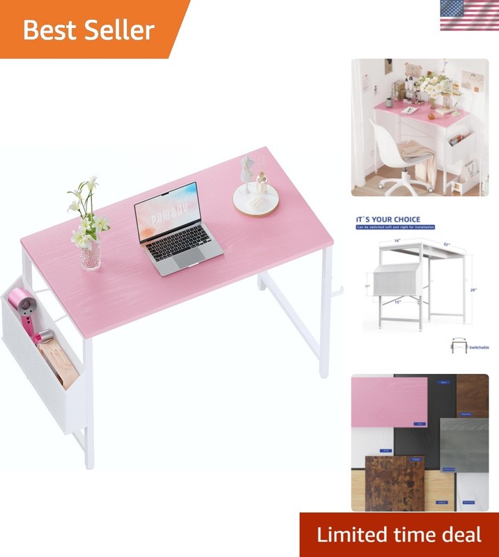 32 Inch Computer Desk for Small Spaces with Storage Bag, Home Office Work Des...