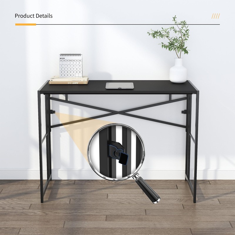 Folding Desk 103cm, Writing Gaming Computer Camping Table, No Together... gallery