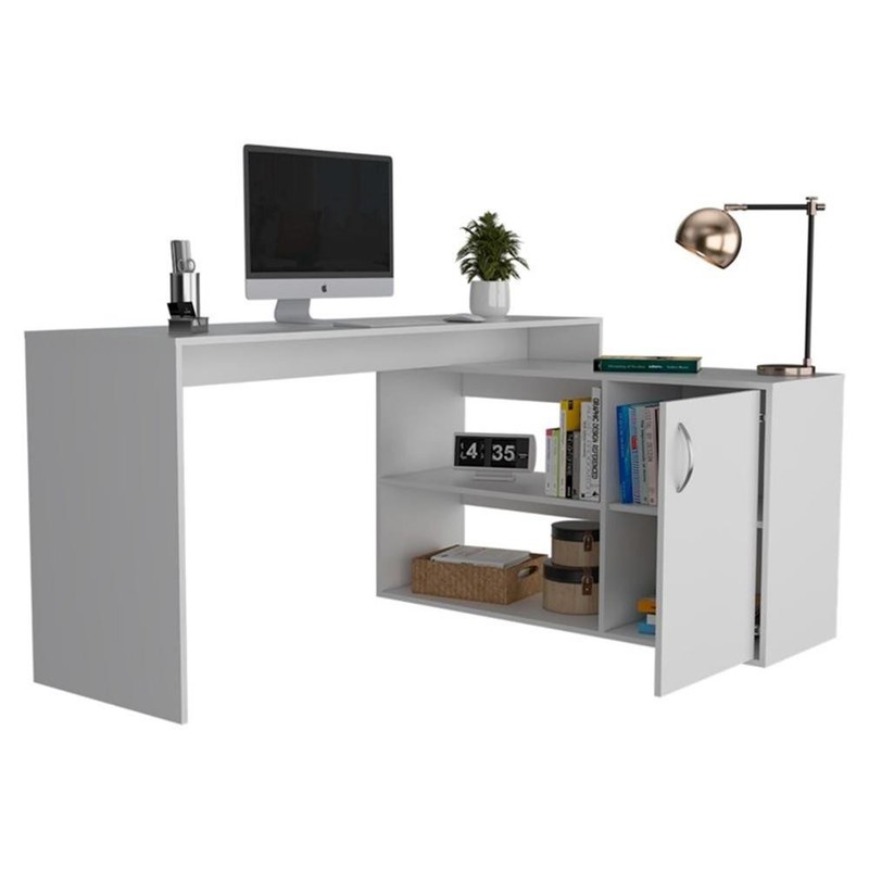 TUHOME Axis L-Shaped Desk Engineered Wood Desks in White gallery