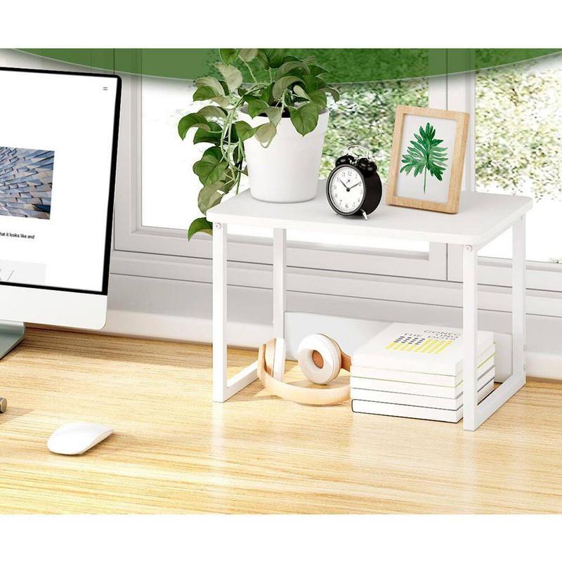 White 17 In. X 12 In. Wood Modern Desk Organizer Stand with Metal Frame