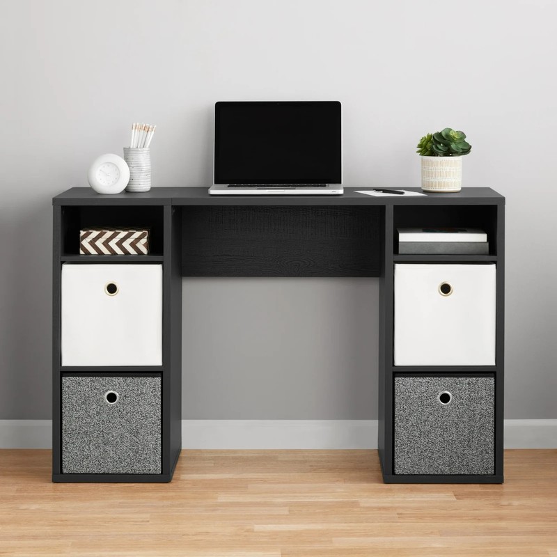 Mainstays 4-Cube Storage Desk, Black