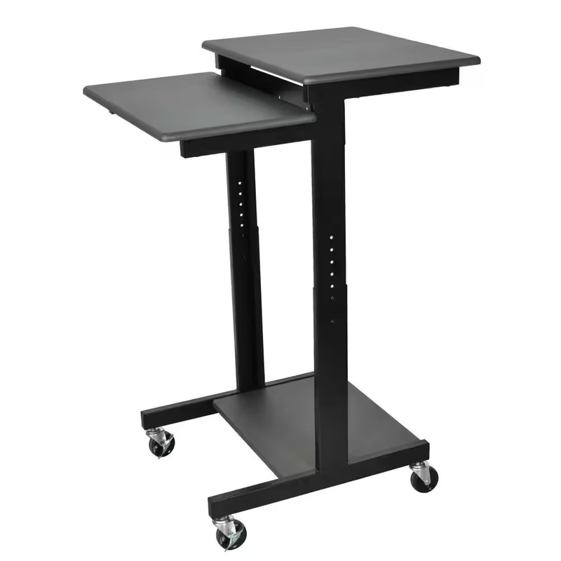 24 In. Rectangular Gray Laptop Desks with Adjustable Height