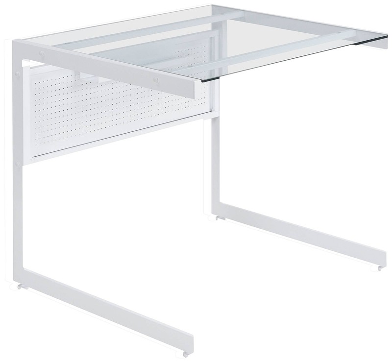Caesar 33 1/2″ Wide White Metal Clear Glass Rectangular Desk