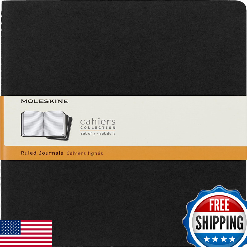 Moleskine Cahier Journals Soft Cover Xl 7.5 X 9.5 Ruled/Lined Black 120 Pages