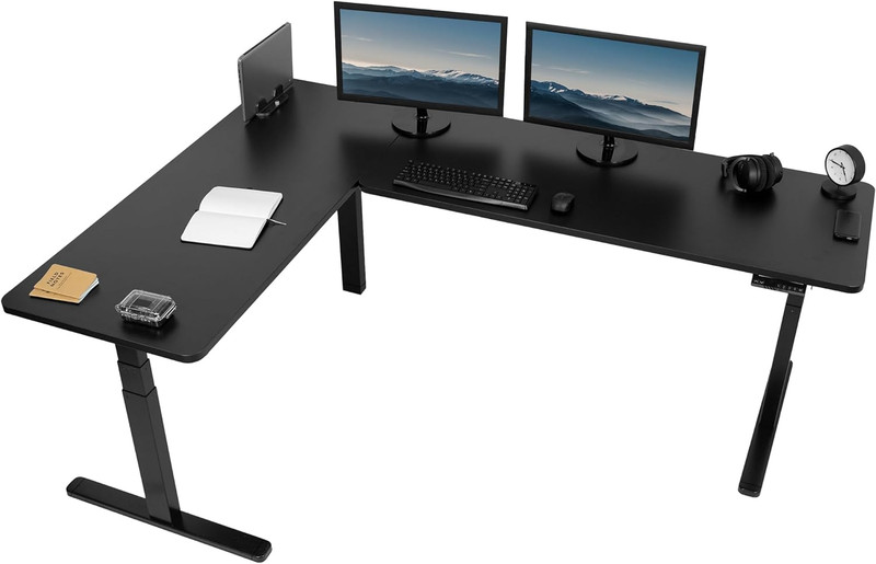 Electric Height Adjustable L-Shaped Stand Up Desk with Memory Controller