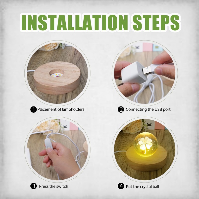 Olutacot 10 Pcs Wooden LED Display Bases Round Wood Lighted White gallery