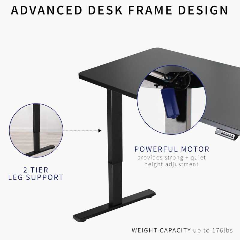 VIVO Electric Standing Desk 60"x24", Memory Height, 220 lbs Capacity, Black gallery