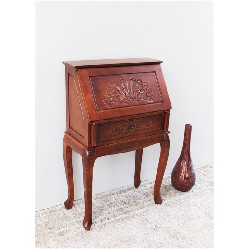 International Caravan Windsor Small Secretary Desk in Walnut Stain