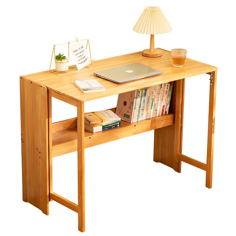 Folding Desk Table Multipurpose Dining Table W/Storage Shelf Home Space-Save