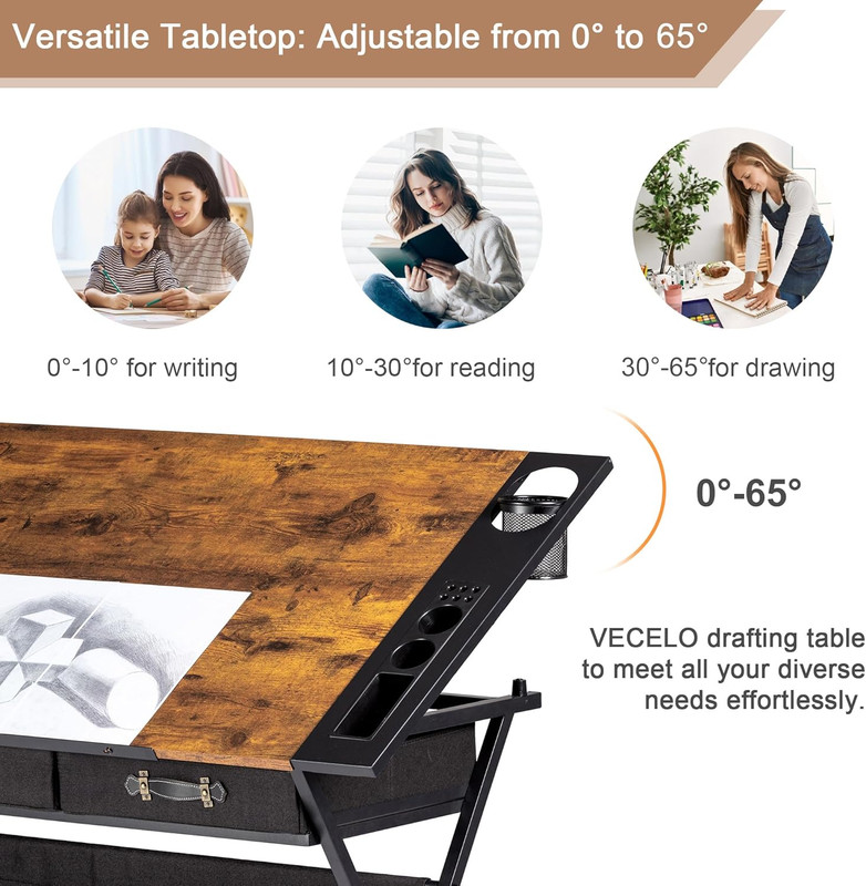 Drafting Table Art Desk Art Table Adjustable Drawing Table Tilted Tabletop with gallery