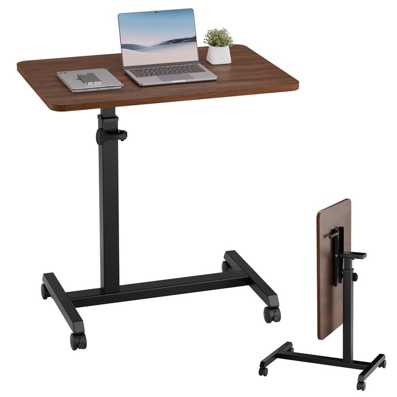 Small Standing Desk, 24 Inches Foldable Mobile Rolling Laptop PC Table with L…