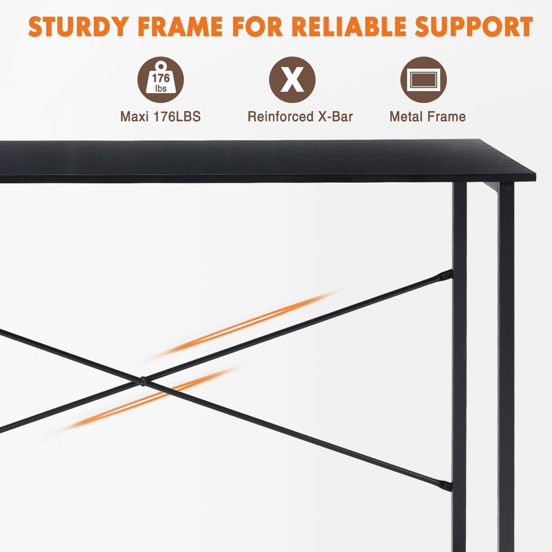 Computer Office Desk 48 Inch Student Study Writing Work with Metal Frame Wood... gallery