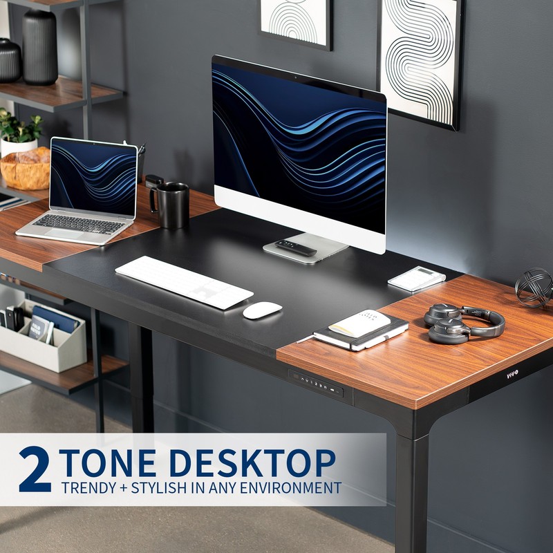 VIVO Electric 71” x 30” Standing Desk, Black & Dark Walnut Top, Black Frame gallery