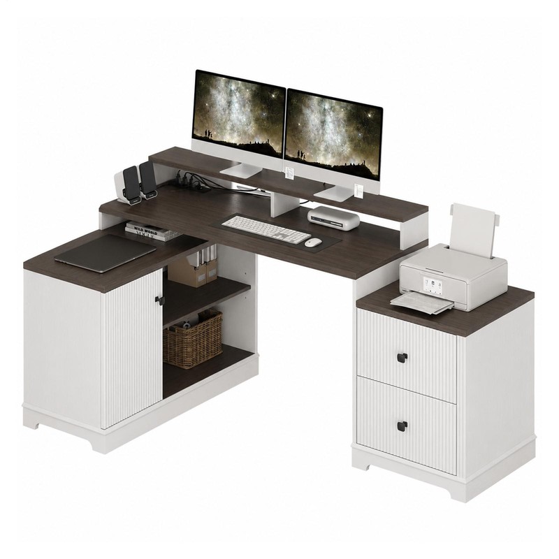 66" L Shaped Gaming Desk Corner Laptop Table Computer Desk Workstation gallery
