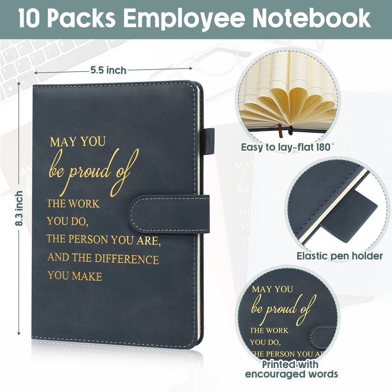 Roowest 10 Pcs Employees Appreciation Gifts Motivational A5 Leather Journal Note gallery