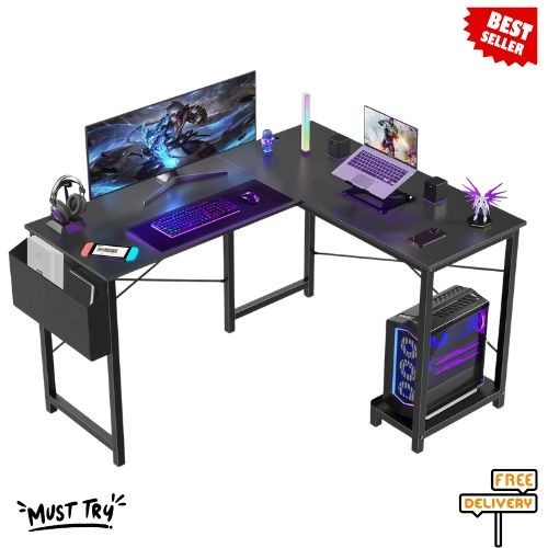 NEW L Shaped Desk Computer Desk Corner Gaming PC Table 50 Inch Black