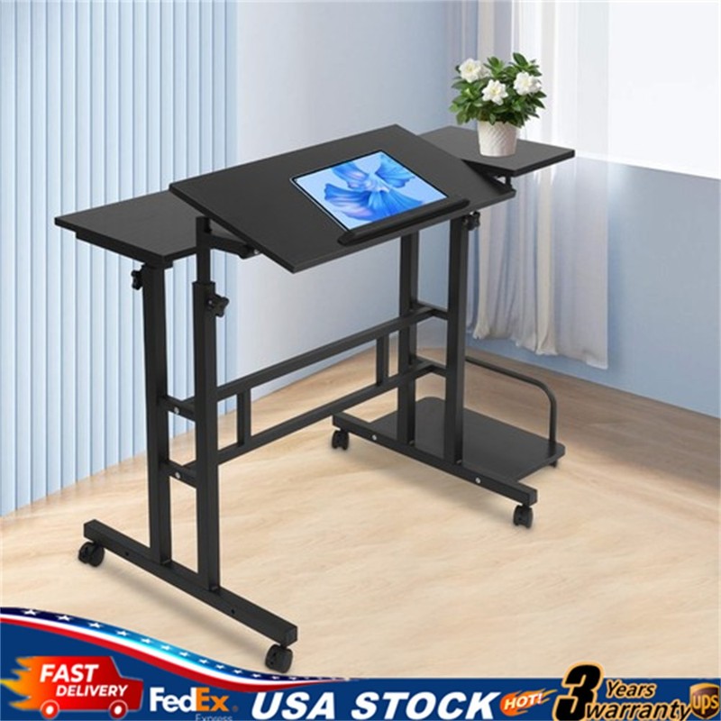 Mobile Standing Desk Foldable Computer Desk Adjustable Hight for Home Office