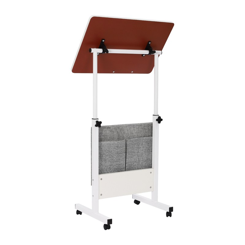 Rolling Laptop Desk Office Computer Table Adjustable Height Stand up w/ Storage gallery