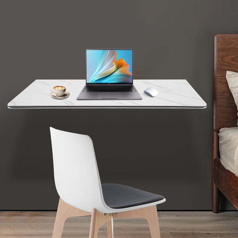 Folding Wall-Mount Laptop Desk Magnetic Silver Plate Bracket Adhesive Or Screws