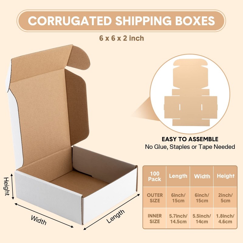 Gersoniel 100 Pcs Small Boxes 6 X 6 X 2 Inches Christmas Gift Corrugated gallery