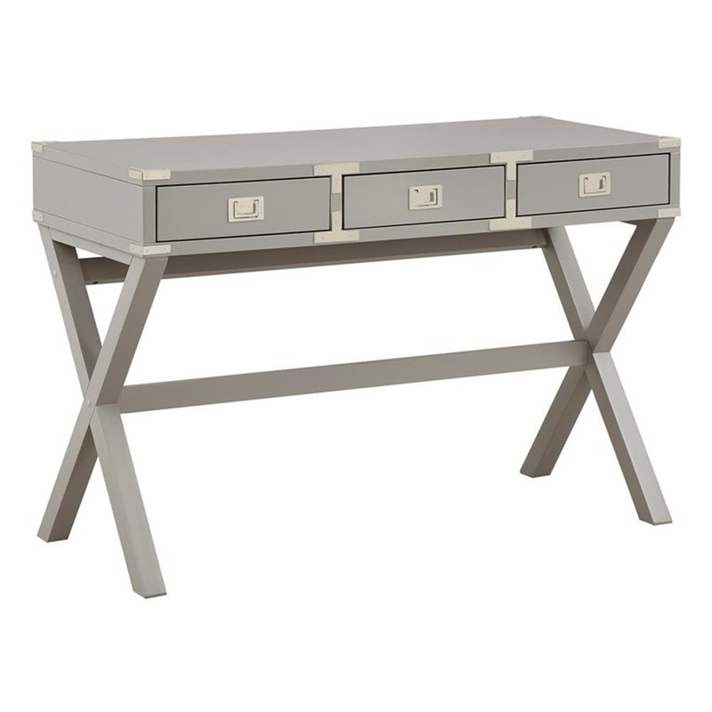 Scranton & Co 46″ Writing Desk with Power and 3 Drawers in Gray