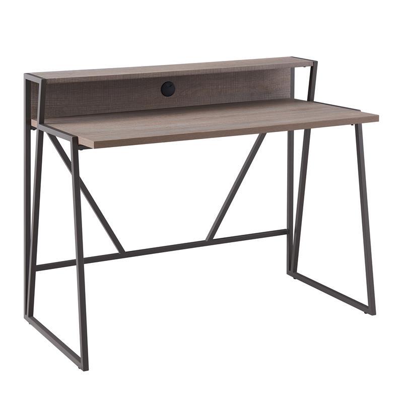 70010-ROGM Fletcher 44″L x 23.75″W Writing Desk in Roughsawn Oak/Gunmetal