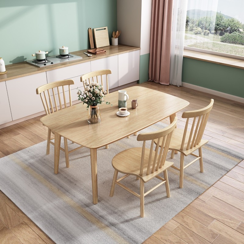 BALANBO Dining Table Office Desk Solid Rubberwood for Kitchen Resturant Modern