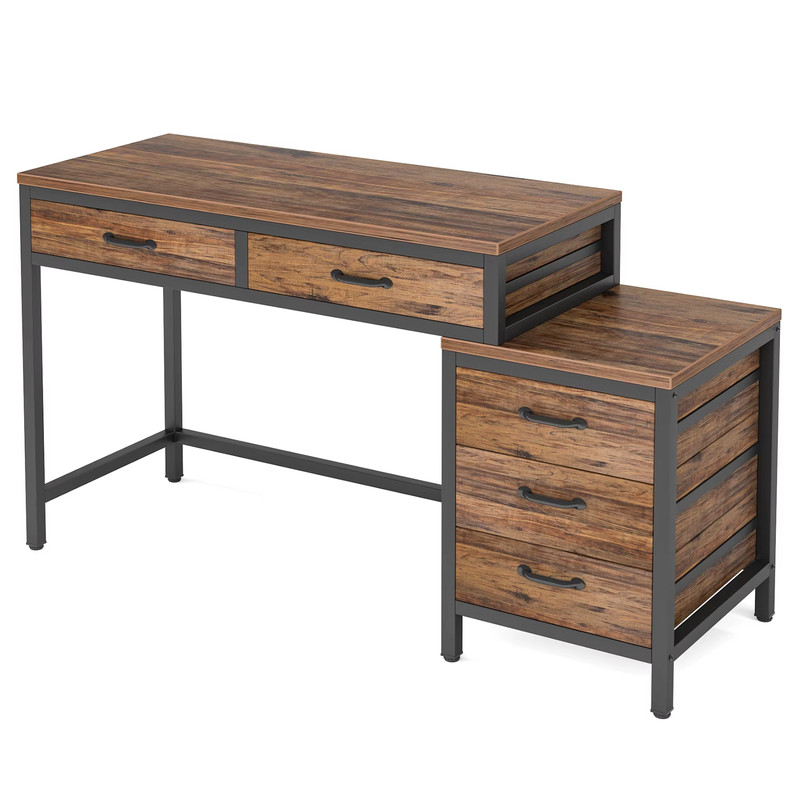 59in Computer Desk w/ 3 Drawers Industrial Writing Table Workstation Home