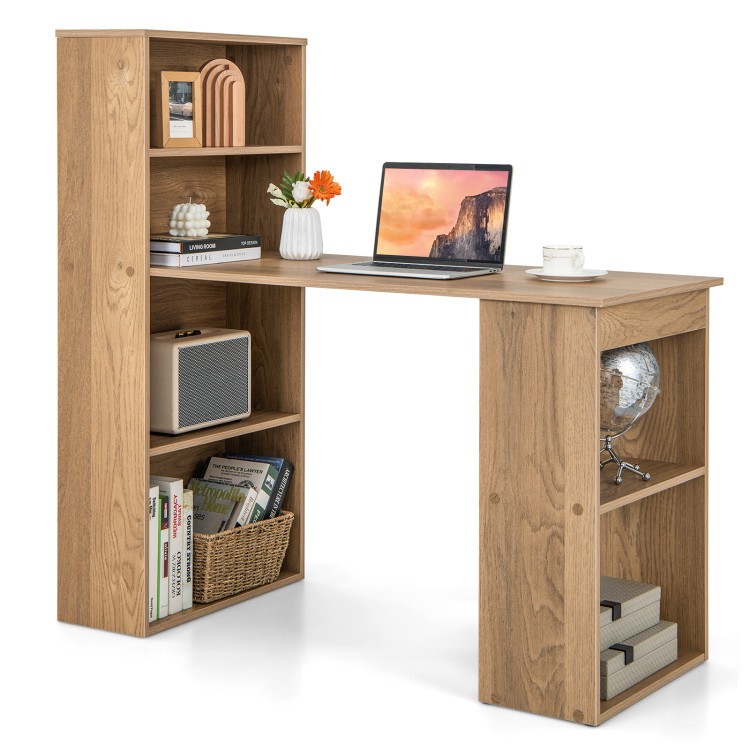 Space-Saving 48in Desk w/ 4-Tier Cubbies, 2-Tier Shelf & CPU Hold