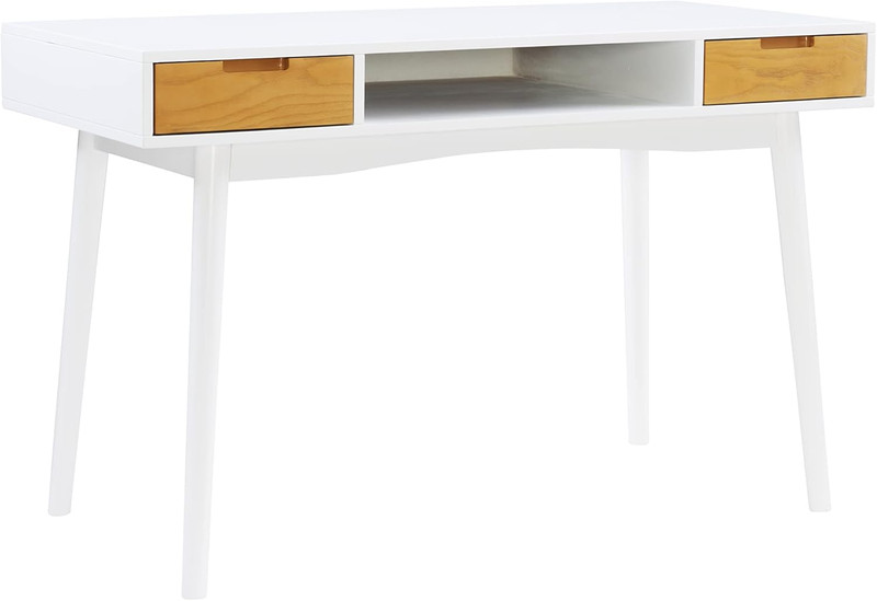 Scandinavian Style White and Natural Drake Desk for Modern Interiors