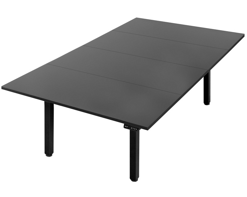 VIVO Electric 95” x 55” Square Corner Desk, Black Table Tops, Black Frame