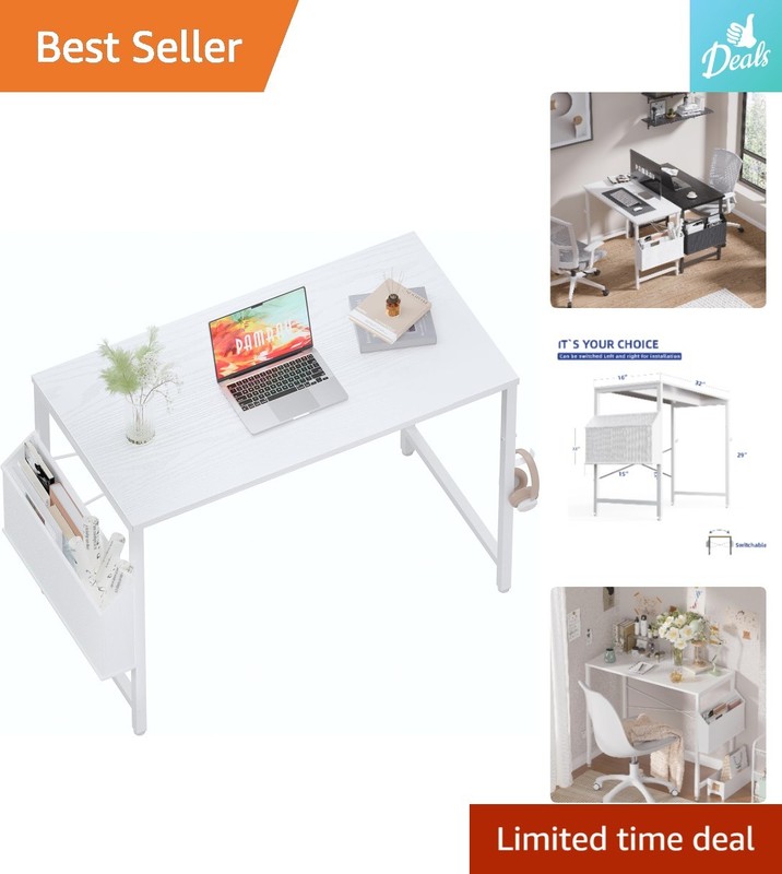 Modern 32-Inch Study Desk with Convenient Storage for Home Office Spaces