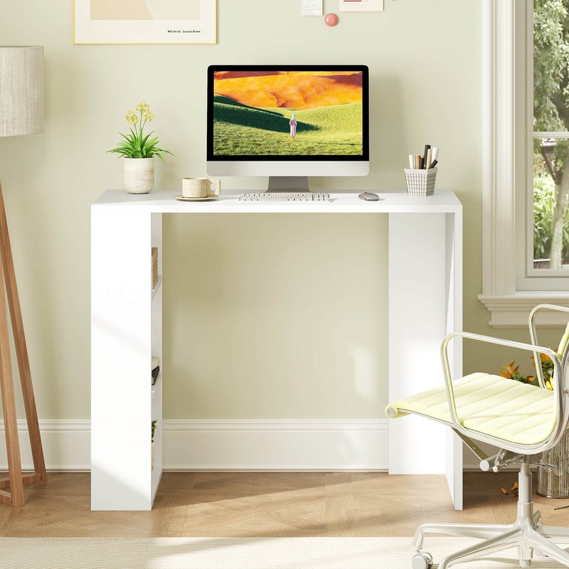36 Inch Compact Writing Desk w/3 Open Shelves Freestanding Anti-tipping Kit