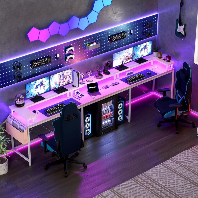 GRAVEE 79 Inch U Shaped Computer Gaming Desk Reversible L Shaped Office Desk gallery