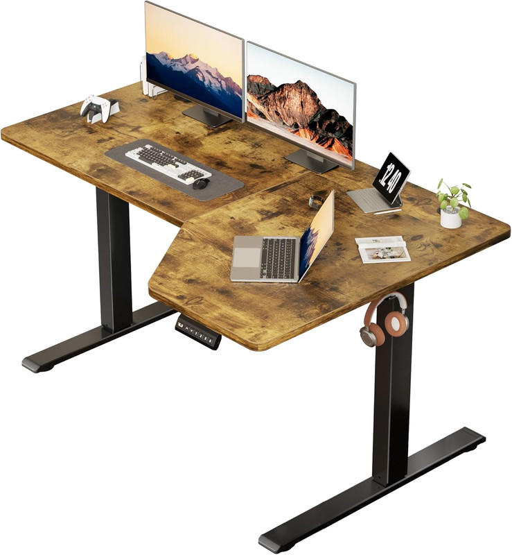 Electric Corner 55 X 35 Inch L-Shaped Standing Desk Workstation,Memory Controlle