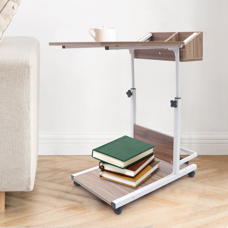 Portable Office Laptop Desk Rolling Adjustable Table Cart Computer Mobile Stand