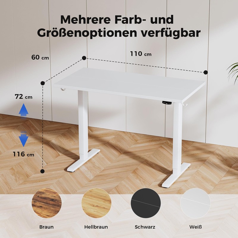 Height Adjustable Desk 110 x 60 cm, Sturdy Desk Height Adjustable... gallery