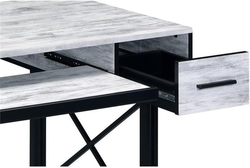 Antique White and Black Settea Wooden Top Computer Desk gallery