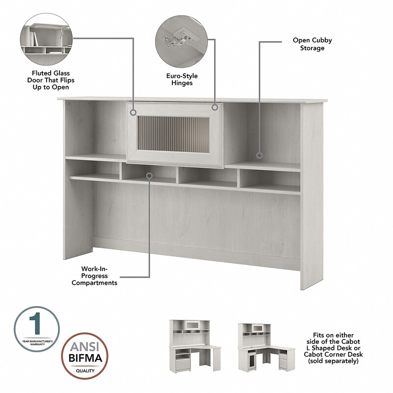 Scranton & Co Furniture Cabot L Shaped Desk with Hutch & Bookcase in White Oak