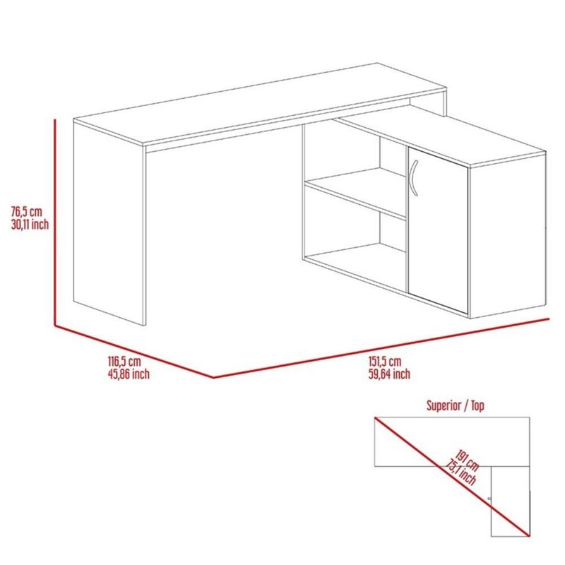TUHOME Axis L-Shaped Desk Engineered Wood Desks in White gallery