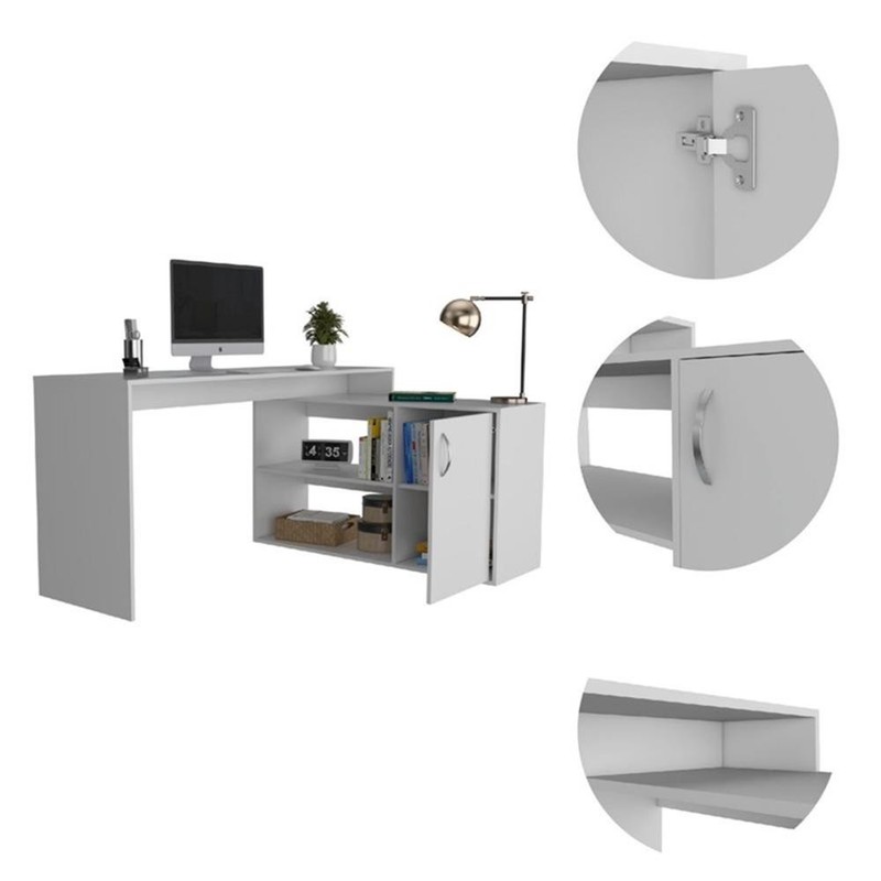 TUHOME Axis L-Shaped Desk Engineered Wood Desks in White gallery