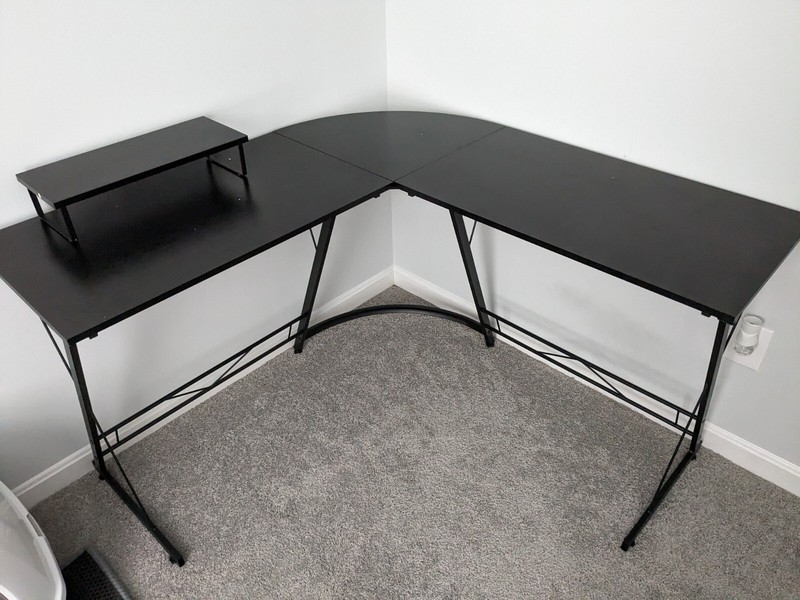 Mr IRONSTONE L-shaped Desk 50.8 Computer Corner Home Writing Workstation – Black