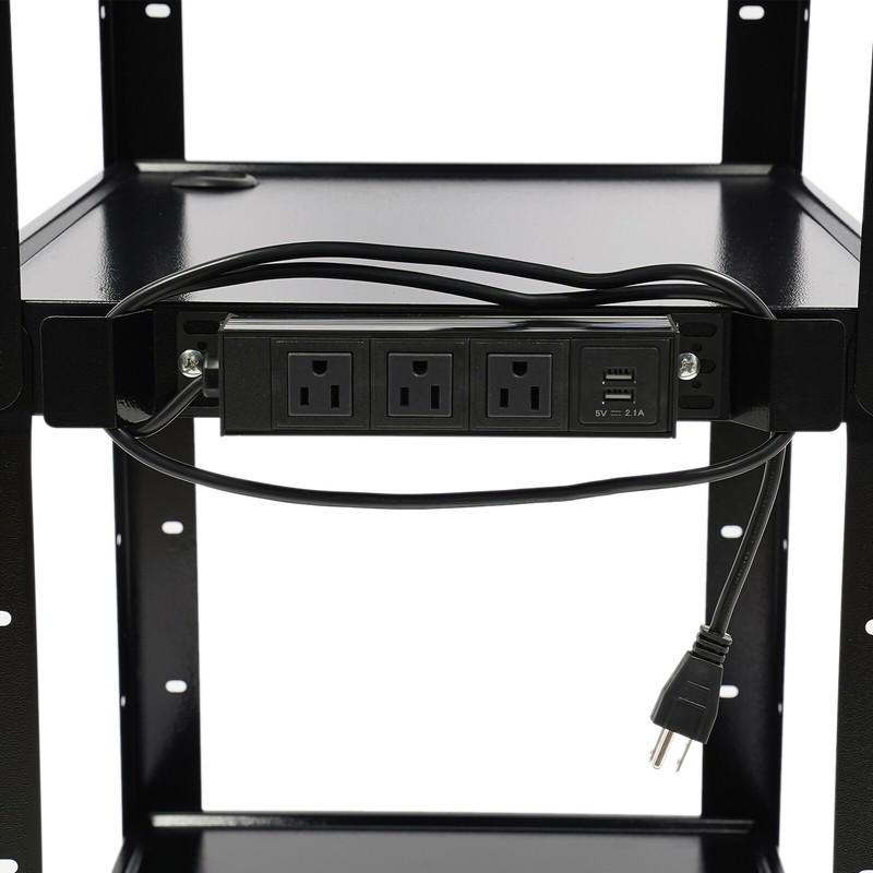 3 Tiers Black Rolling Cart Cart With Wheels Heavy Duty Rolling Work Station gallery