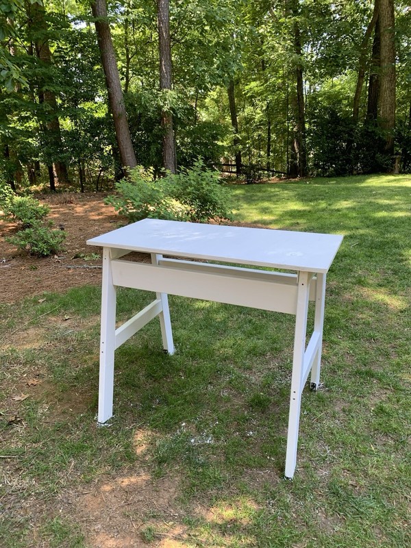 White Farmhouse Table Industrial Iron Frame New 40 inches Tall Standing Desk