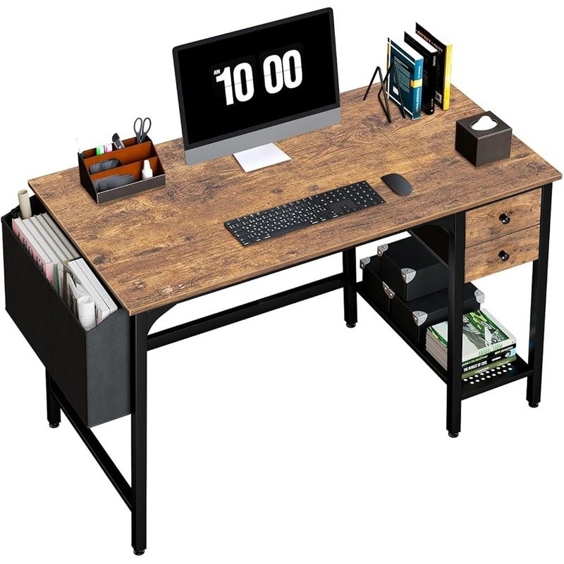 Modern Small Computer Desk W/ 2-Tier Fabric Drawers Home Office Workstation New